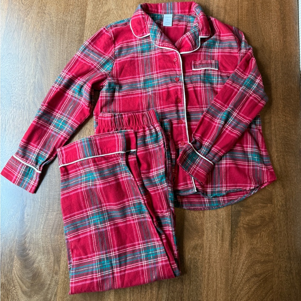 Liz Claiborne Red Plaid Pajama Set, Petite Small